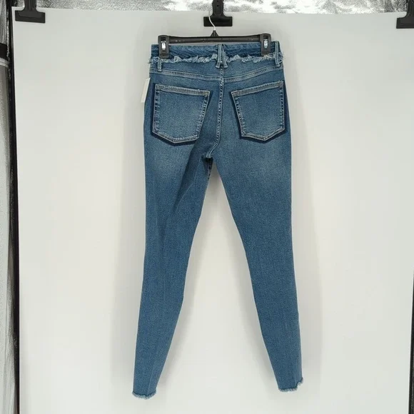Good American Fringe High Rise Skinny Jeans Blue 10/30 distressed streetwear - Picture 2 of 11